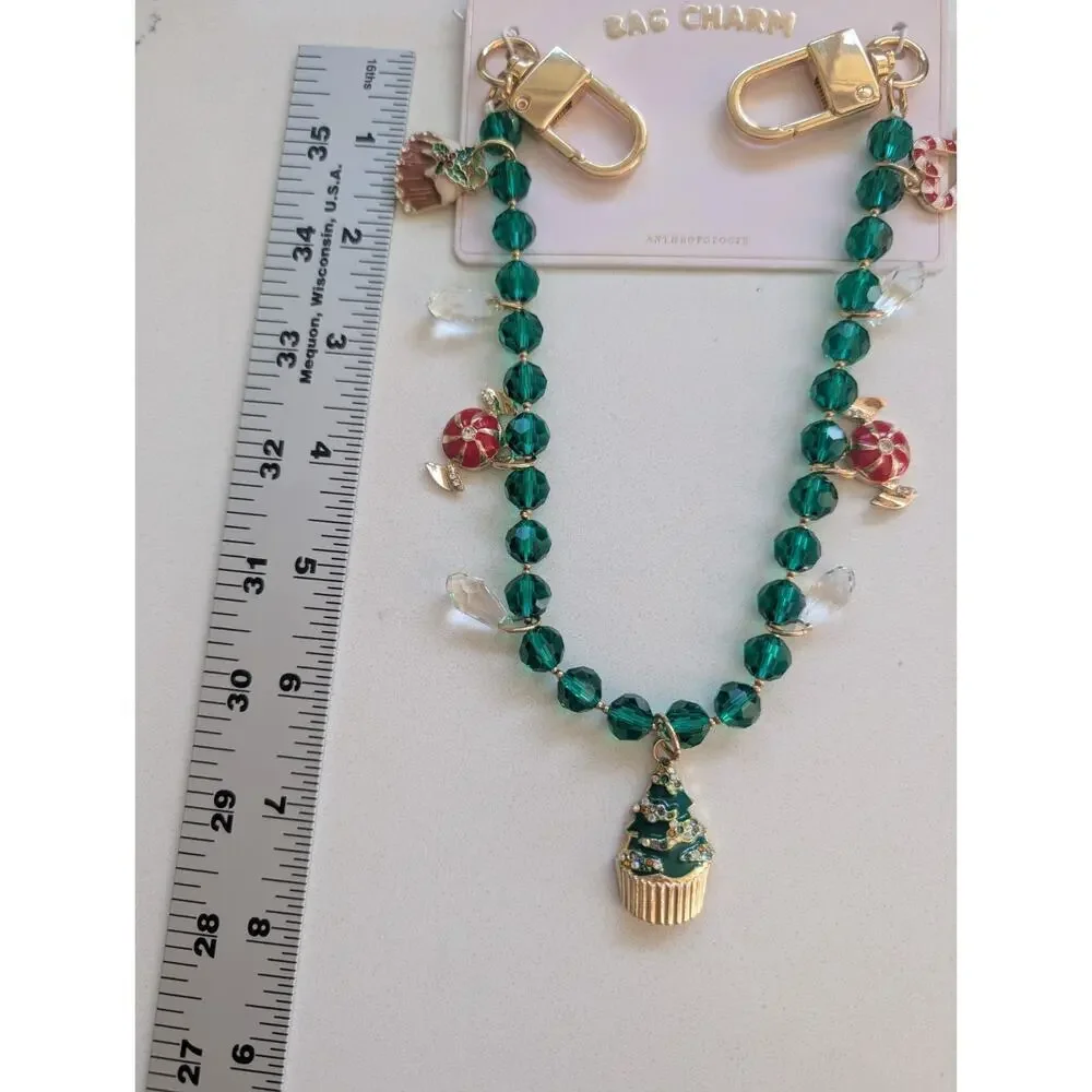 NWT Anthropologie Icon Pearl Bag Charm Green